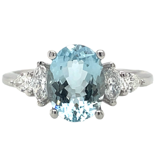 9ct White Gold Earth Grown 1.75ct Aquamarine And Diamond Ring