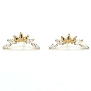 9ct Yellow Gold Marquise Climber Earrings