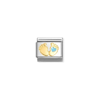 CHARM, COMPOSABLE LINK, BABY FEET,LIGHT BLUE HEART