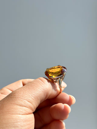 Vintage 9ct Yellow Gold Synthetic Citrine Ring