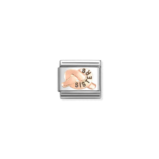 Composable Classic Symbols in stainless steel with 9k rose gold and CZ Sisters Knot