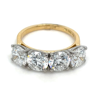 18ct Yellow Gold Laboratory Grown 4ct Round Brilliant Four Stone Diamond Ring