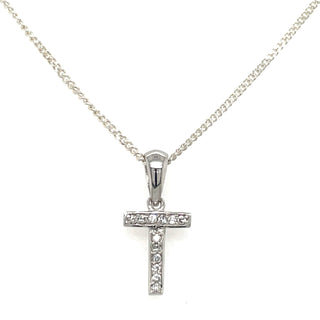 Sterling Silver Cz Initial Necklaces