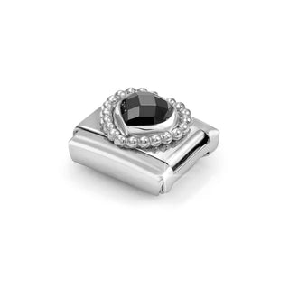 Composable Classic SYMBOLS in stainless steel , enamel and 925 sterling silver Black Raised Heart