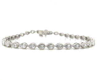 14ct White Gold 2.82ct Pear Bezel Laboratory Grown Diamond Tennis Bracelet