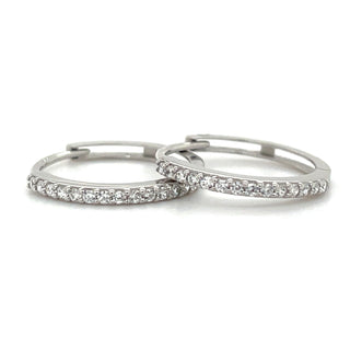 9ct White Gold Cz Stone Set Clicker Hoops