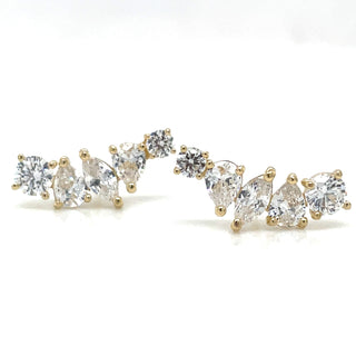 9ct Yellow Gold Cz Climber Stud Earrings