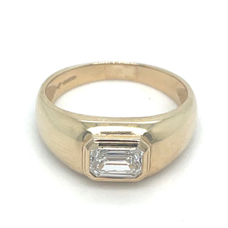 9ct Yellow Gold Laboratory Grown 1.05ct Emerald Cut Solitaire Diamond Ring