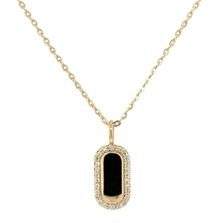 9ct Yellow Gold Rectangular Disc And Diamond Pendant