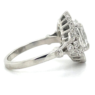 Florence - Platinum 2.35ct Laboratory Grown Oval Halo Deco Style Diamond Engagement Ring