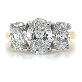Angelina - 18ct Yellow Gold Laboratory Grown Oval Three stone 2.77ct Diamond Ring