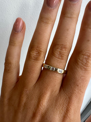 9ct Yellow Gold Gypsy Bezel Set Emerald Cut 0.34ct Laboratory Grown Diamond Ring