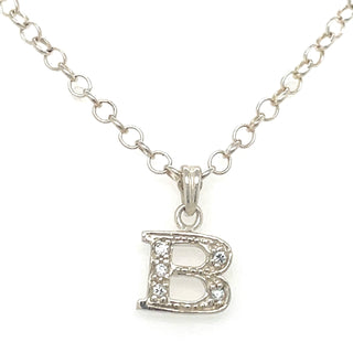 Sterling Silver Cz Initial B Necklace