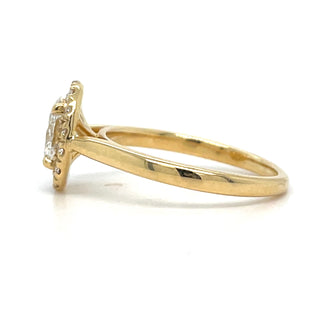Ruth - 18ct Yellow Gold Laboratory Grown 1.01ct Castle Set Oval Halo Diamond Engagement Ring