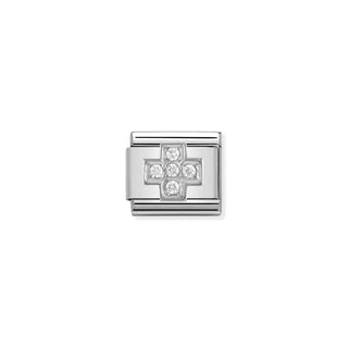 Composable Classic SYMBOLS in stainless steel , enamel and 925 sterling silver Cross in silver and stones