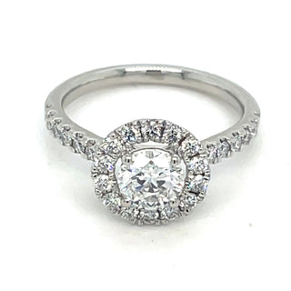 Kathryn - Platinum Laboratory Grown 1.50ct Round Brilliant Diamond Halo Engagement Ring With Castle Set Shoulders