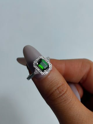 18ct White Gold Earth Grown Green Tourmaline And Laboratory Grown Diamond Ring