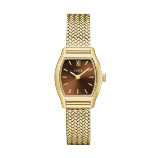 Cluse Tonnette Mini Watch Mesh, Brown, Gold Colour