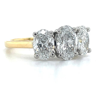 Angelina - 18ct Yellow Gold 2.12ct Laboratory Grown Oval Three Stone Diamond Engagement Ring
