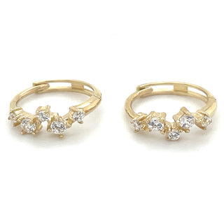 9ct Yellow Gold Scattered Cz Hoop Earrings