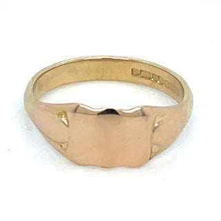 Vintage 9ct Yellow Gold Plain Rectangular Signet Ring