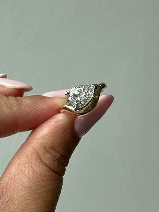 Cara - 9ct Yellow Gold 1ct - 1.05ct Laboratory Grown Horizontal Pear Cut Diamond Shaped Ring