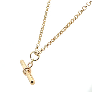 Vintage 9ct Yellow Gold 24” Round Belcher Chain With a Plain T-Bar