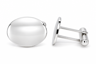 Sterling Silver Plain Oval Cufflinks