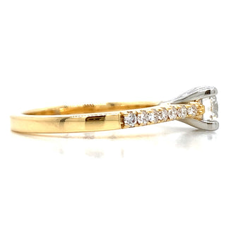 Penelope-18ct Yellow Gold 0.60ct Solitaire Earth Grown Diamond Engagement Ring With Castle Set Shoulders