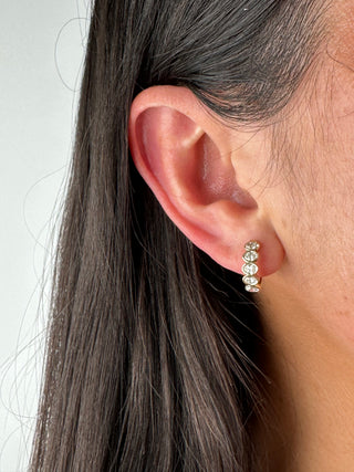 9ct Yellow Gold Five Stone Laboratory Grown Bezel Set Oval 1.15ct Diamond Hoop Earrings