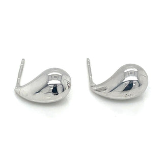 9ct White Gold Small Teardrop Earrings