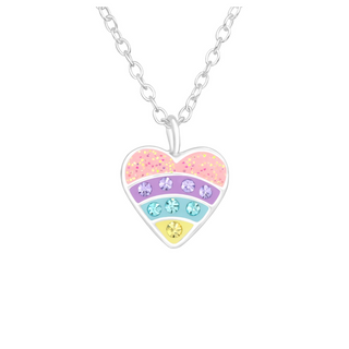 Children’s Sterling Silver Colourful Heart Necklace