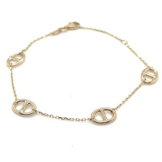 9ct Yellow Gold Marina And Trace Link Bracelet