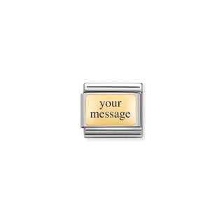 CHARM, COMPOSABLE LINK, STAINLESS STEEL AND GOLD ENGRAVEABLE PLATE