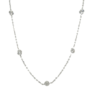 Sterling Silver Round Cz Bezel Set Necklace