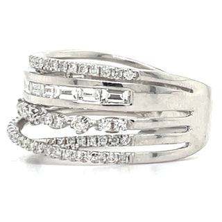 18ct White Gold Crossover Multi Band Diamond Ring