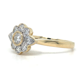 14ct Yellow Gold Floral Laboratory Grown 0.92ct Diamond Ring