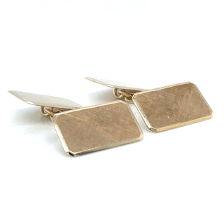 Vintage 9ct Yellow Gold Brushed And Plain Cufflinks