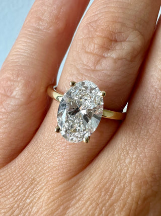 Millie - 18ct Yellow Gold 2.66ct Laboratory Grown Oval Solitaire Engagement Ring With Hidden Halo