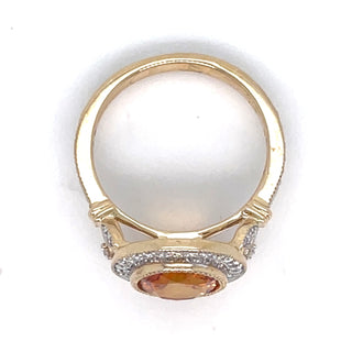 9ct Yellow Gold Earth Grown 2.52ct Oval Citrine and Diamond Halo Ring