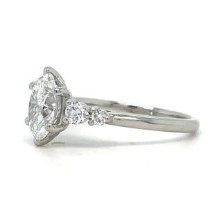 Runa - Platinum 1.41ct Laboratory Grown Oval Diamond Engagement Ring with Round Side Stones