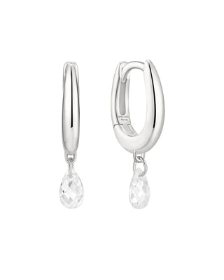 Ania Haie Silver Teardrop Dangle Huggie Hoop Earrings