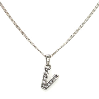 Sterling Silver Small Cz Initial Necklace