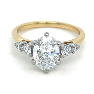 Eve - 18ct Yellow Gold 1.40ct Laboratory Grown Oval Diamond Engagement Ring with Round Side Stones