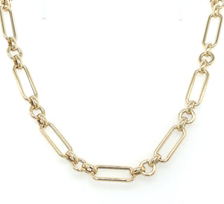 9ct Yellow Gold Oval And Round Link Necklace