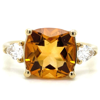 9ct Yellow Gold 2.48ct Earth Grown Citrine And 0.32ct Laboratory Grown Diamond Ring