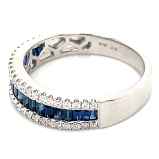 18ct White Gold Earth Grown Sapphire And Diamond Band
