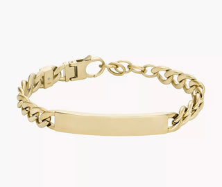 Fossil Gold-Tone Stainless Steel ID Chain Bracelet