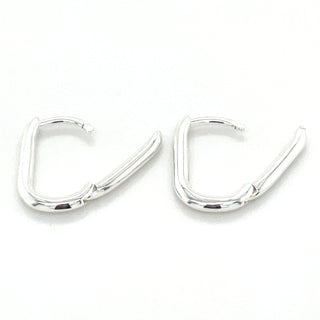 Sterling Silver Plain Rectangular Hoop Earrings