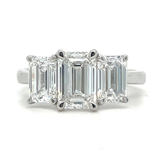 Darcie - Platinum Laboratory Grown 3.48ct Three Stone Emerald Cut Diamond Ring